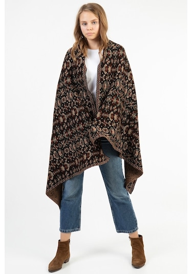 Uludağ Triko Kadın Çiçekli Kilim Desen Şal (500112967)