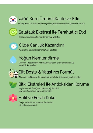 Modamkore Salatalık Özlü Kore Yüz Maskesi Ferahlatıcı Nemlendirici