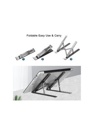 Qingmipy Alüminyum 6 Seviye Yükseklik Ayarlanabilir, Taşınabilir Katlanabilir, Soğutma Özelliği, 10-15.6 İnç Bilgisayar/tablet İçin Destek, Siyah