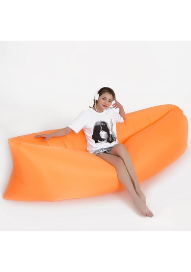 Suntek Şişme Hava Şezlong Kanepe Seyahat Bahçe Yaz Turuncu