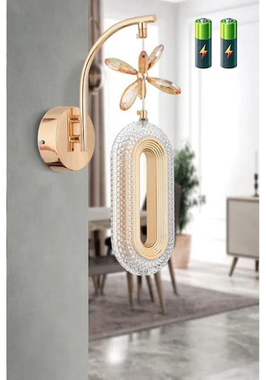 Ciela Model Gold Kaplama Oturma Yatak Mutfak Çocuk Odası Duvar Led Pilli Aplik Gold