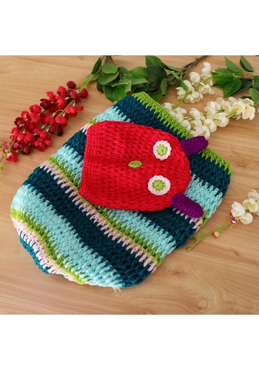 Suntek Yenidoğan Örme Tığ Kostüm + Şapka Çok Renkli