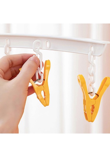 Ganzhoushop Döndürülebilir Kurutma Rafı İç Çamaşırı Şapka Çorap Kurutma Rafı Küçük Klipsli Tek Sıralı Havlular Bebek Giysileri İçin Giysi Askısı8 Klips Çok Renkli