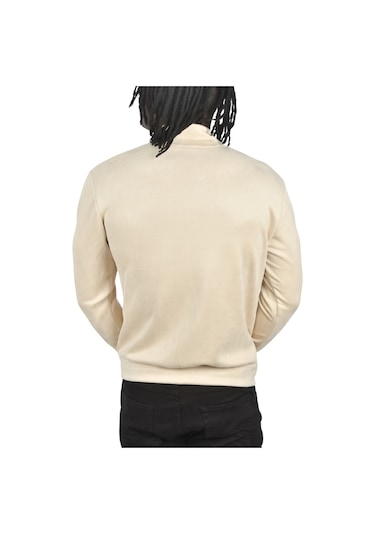 Deepsea Erkek Bej Dar Kesim Likralı Fermuarlı Süet Kumaş Ceket İnce Mont 2504334 False Bej