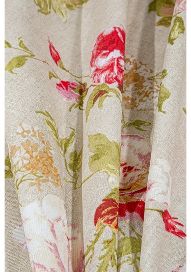 Maira Halkalı Fon Perde Güllü 140x270 Bej