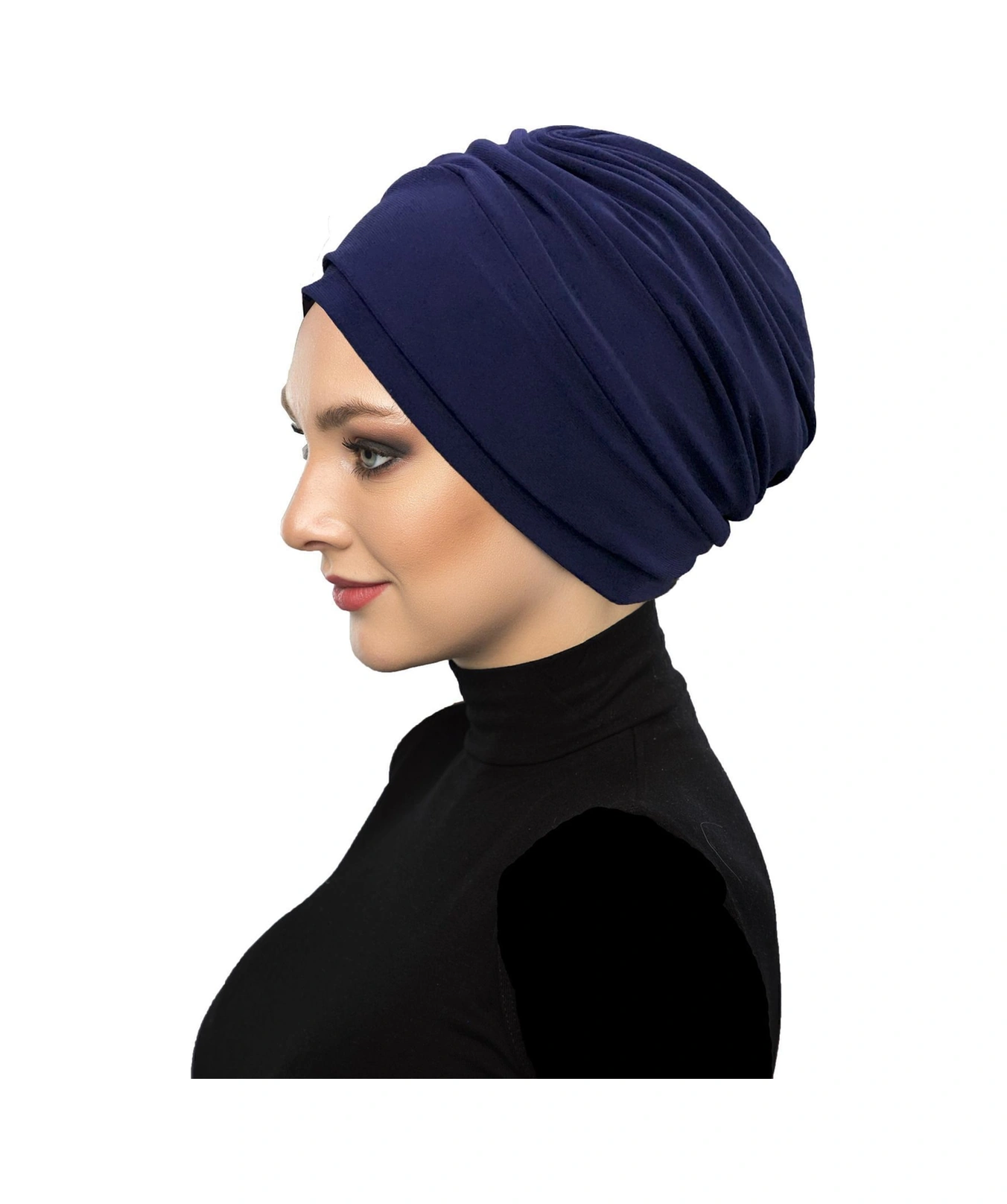Çift Katlı Astarlı Lacivert Hazır Türban Tesettür Dış Ve Havuz Bonesi Lacivert
