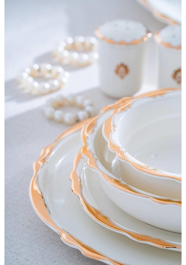 Caroline 12 Kişilik 58 Parça Porselen Yemek Takımı Beyaz