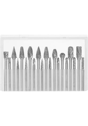 Hallow 1/8" Çift Kesim Karbür Döner Çapak Seti Şaft 20 Adet