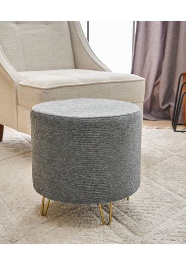 Favora Asmara Metal Ayaklı Puf - Gri Gri
