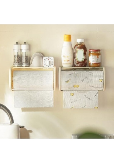 Kayısı Duvara Montaj Rulo Kağıt Tutucu Temizle Toz Geçirmez Kapak Modern Banyo Mutfak Kağıdı Havlu Kağıt Dispenseri Organizatör Saklama Kutusu