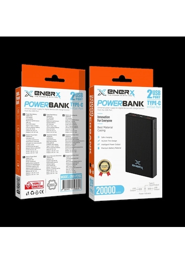Enerx Enr-p20c Powerbank 20.000 Mah 2xusb+type-c 2.1a Beyaz Siyah