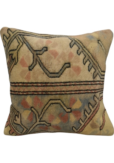 Zehra Abla Halı Vintage El Dokuma Dekoratif Halı Kırlent Yastık Kılıfı 6702 Çok Renkli