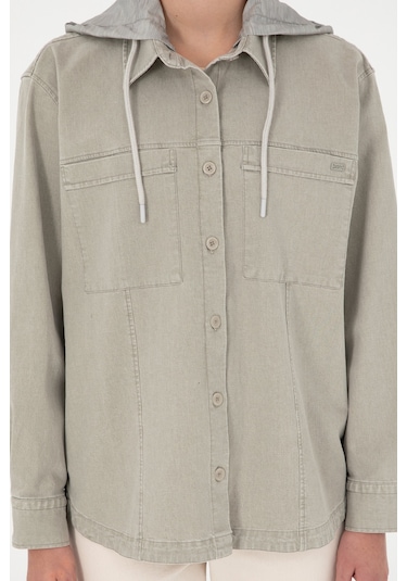 U.s. Polo Assn. Kadın Açık Haki Gömlek Desenli 50291070-vr183 Açık Haki