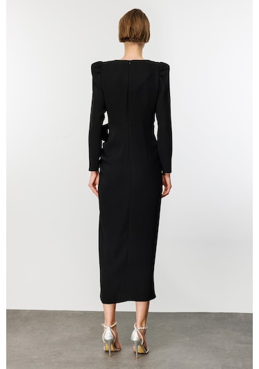 Fiyonklu Abiye Elbise Nefeli Siyah