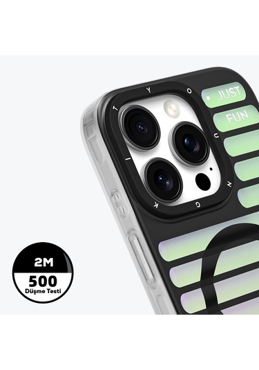 İphone Uyumlu 16 Pro Kılıf Magsafe Şarj Özellikli Youngkit Geek Serisi Kapak Siyah