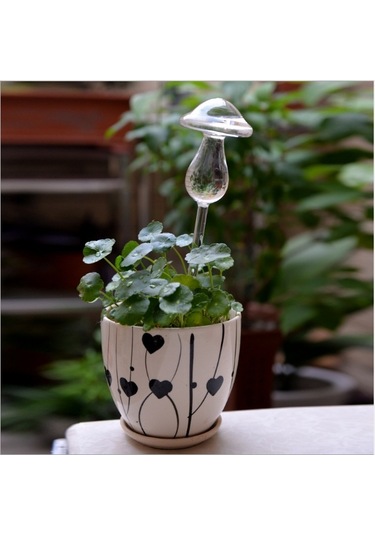 Sones Mantar Şekli Ev Bitkileri Çiçekler Su Besleyici Otomatik Kendiliğinden Sulama Şeffaf Cam Cihazlar Yeşil