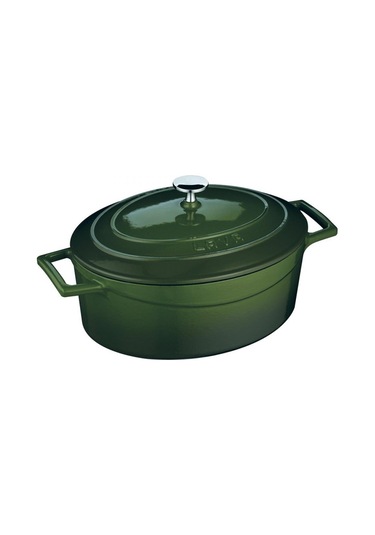 Lava Folk Oval Döküm Demir Tencere 21X25 CM Yeşil