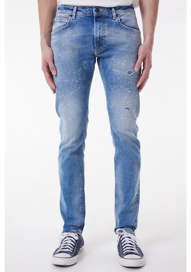 Lee Slim Fit Dar Kesim Normal Bel Taşlamalı Açık Mavi Esnek Luke Jean Denim Kot Pantolon L719119404 Mavi