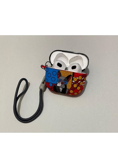 Iphone 3. Nesil Uyumlu Koruyucu Bluetooth Kulaklık Kılıfı Köpek Desenli Fosforlu Figürlü Dog Airpods 3. Nesil