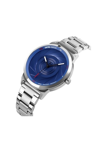 Novahub Skmei 9210 Moda Trend Erkek İş Kol Saati Basit Üç Boyutlu Yüzey Su Geçirmez Altın Kuvars İzle Adam Gümüş Mavi Çok Renkli, Gümüş Mavi Renkli, Pratik Tasarım Çok Renkli