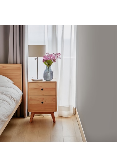 Modern Doğal Ahşap 2 Çekmeceli Komodin 1. Sınıf Masif Çam Ağac...