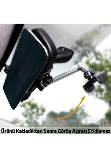 Zhltools Araç İçi Dikiz Aynası Telefon Tutucu Teleskopik Telefon Tutacağı Siyah