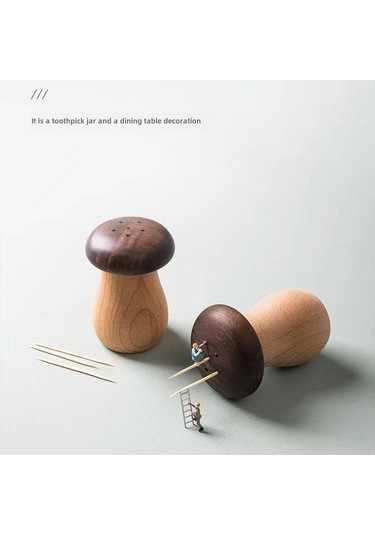 Youtek Ev Kullanıma Siyah Ceviz Ve Akçaağaç İki Renkli Mantar Şekilli Ahşap Diş Çubukluk Kutusu Diğer