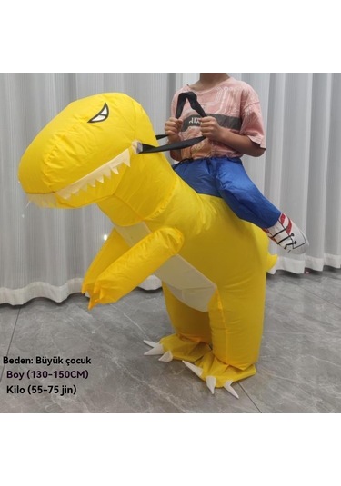 Unicomlifeerp Dinoşarj Kıyafetleri Çocuk Ve Yetişkin Aile Spor Etkinliği Kukla Yürüyüş Kostümleri Cadılar Bayramı Çocuk Gösteri Kostümleri Sarı 8-13