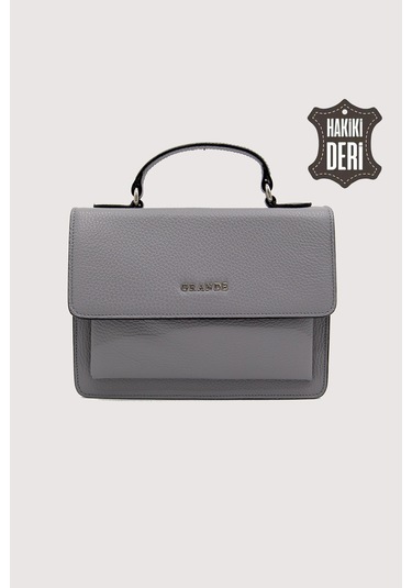 Hakiki Deri Kadın El Çantası Gri Smr9022 GRİ