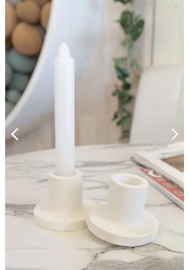 2'li Beyaz Betondan Şamdan Mumluk, Şamdan Mumluk, Beyaz Uzun Mumluk, Minimal Şamdan Mumluk. Beyaz