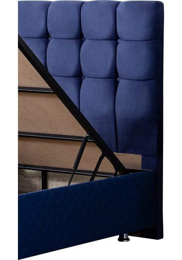 Setaymobilya Baza, Duke Lacivert Tek Kişilik Baza + Başlık+ Ortopedik Yatak