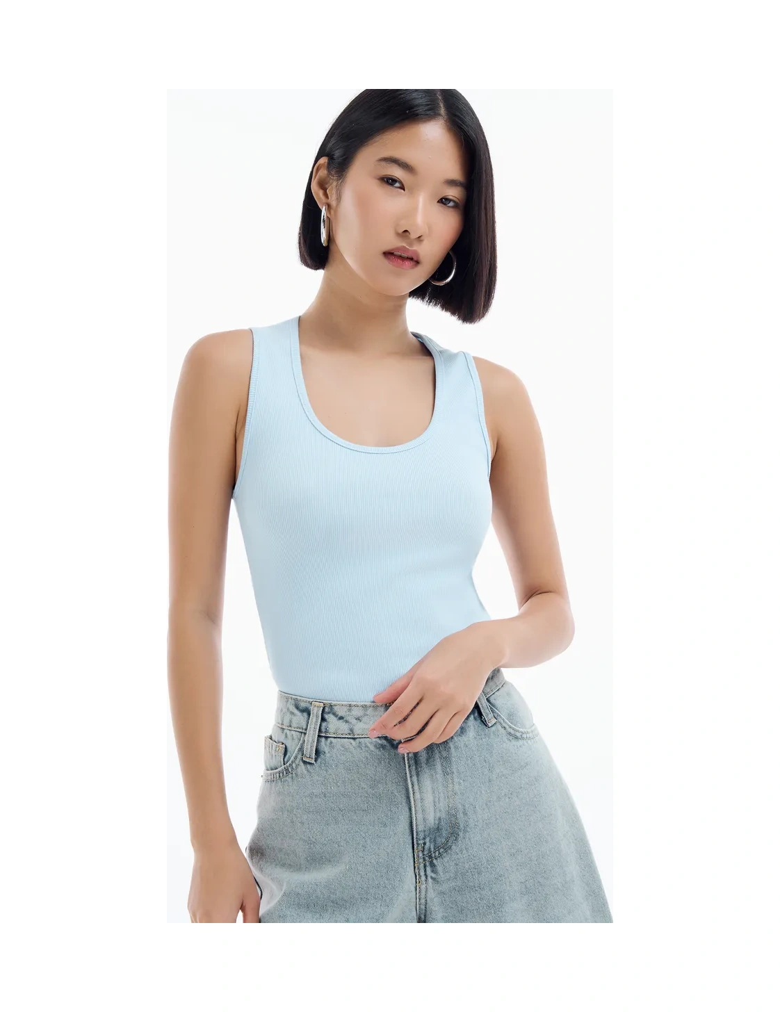 Tvoe Geniş Askılı Çizgili Atlet 436014718 Açık Mavi