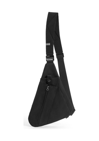 Erkekler İçin Şık Ve Pratik Crossbody Omuz Çantası, Günlük Kullanım İçin Üçgen Göğüs Çantası, Spor Ve Seyahat İçin Fonksiyonel Aksesuar Siyah