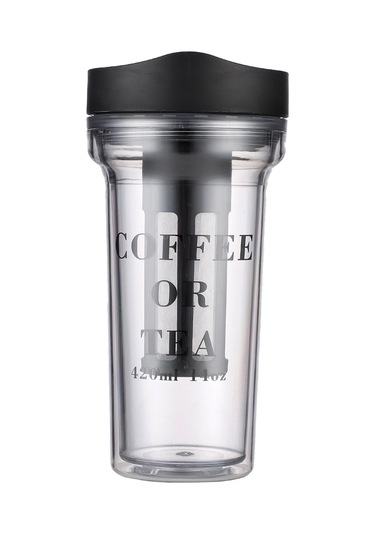 Tenfowee 420ml Sıcak Ve Soğuk İçecekler İçin Taşınabilir Çift Katlı Bpa'sız Soğuk Kahve Fincanı - Isı Yalıtımı, Damlacık Önleyici Kapağı Ve Kolay Temizlenebilir Geniş Açık Siyah