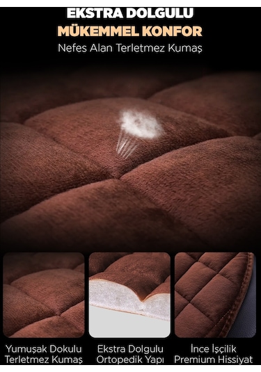 Premium Cepli Ortopedik Oto Koltuk Minder Seti - Oto Koltuk Kılıfı - Ön 2 Koltuk Set - Siyah