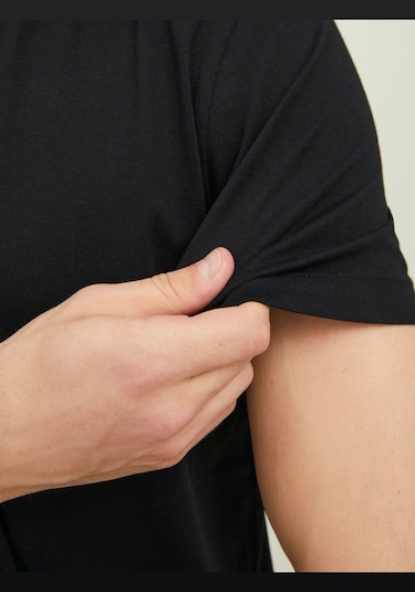 Jack & Jones Erkek Bisiklet Yaka Logo Baskili Tisört - Bluarchie 12217167 Black Sarı