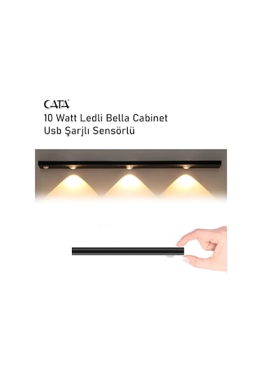 Cata Ct-2464 Şarjlı Led Işık Usb Şarjlı Kablosuz Mıknatıslı Led Lamba 3 Farklı Işık Rengi Siyah
