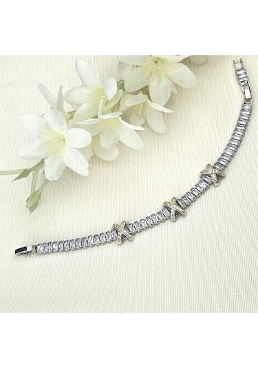 X Bileklik Xoxo Baget Zirkon Su Yolu Çelik Silver-Gold
