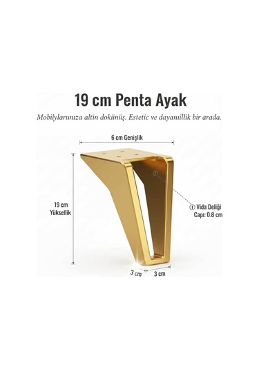Penta 15 Cm Altın Koltuk Baza Dolap Tv Ünitesi Yatak Odası Konsol Çocuk Ve Genç Odası Ayağı Altın