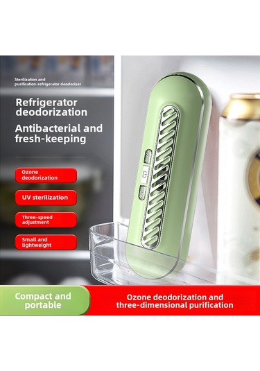 Yuntech01 Yenilenebilir Şarjlı Buzdolabı Koku Giderici - Antibakteriyel Dezenfektan Ve Gıda Muhafaza Aleti Taze Yeşil Premium Sürüm + Asma Kanca Ve Şarj Kablosu Hediyeli