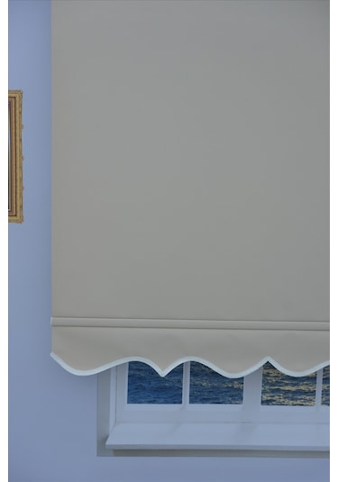 Kalın Keten Stor Zebra Güneşlik Perde Etekli Alüminyum Kasa & Boru, Ithal Kumaş Bej