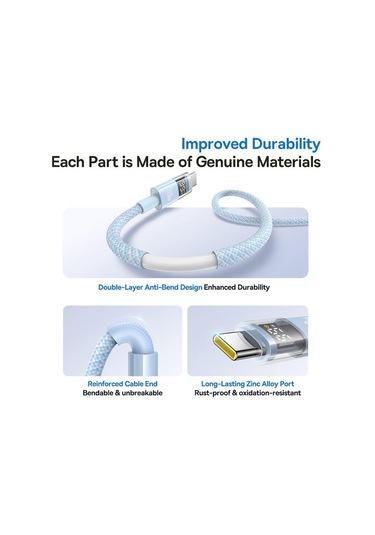 Baseus Display Cbtx00w Usb-a - Type-c Hızlı Şarj Kablosu, Uzunluk:2m Cbtx