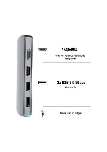 JEYI Type-C to 8in1 HUB Dönüştürücü Çevirici Adaptör