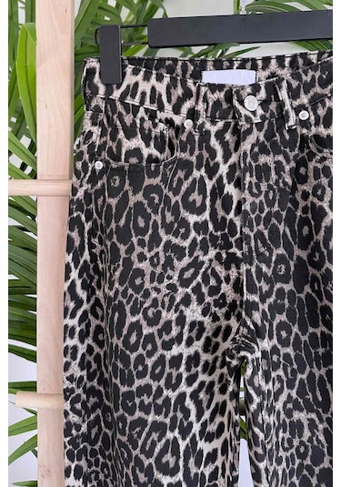 Kahijab Leopar Desen Pantolon - Siyah Siyah