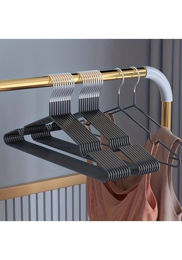 Lumaworld 20 Adet Siyah Yetişkin Kaymaz Askı, Elbise Gömlek Pantolon İçin siyah