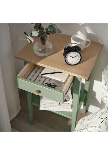 Komodin, Gri-yeşil-açık Kahverengi Boyalı, 46x35 Cm Yeşil