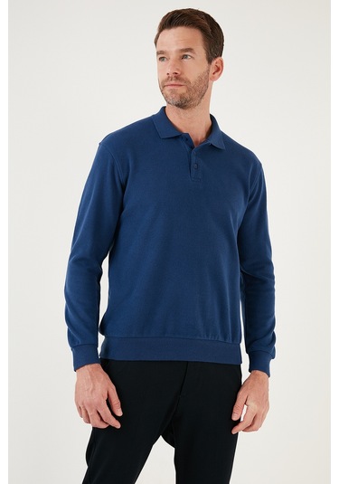 Buratti Pamuk Karışımlı Regular Fit Erkek Polo Yaka Kazak 456223 Saks