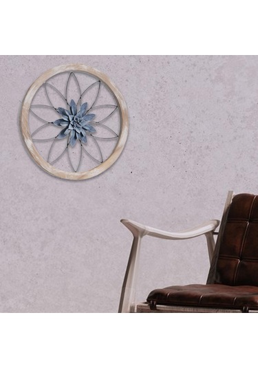 Suntek Çiçek Metal Duvar Sanatı Dekoru Asılı Dekorasyon Mavi