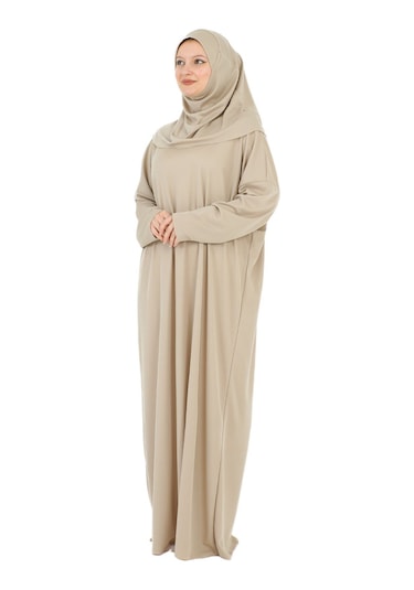 Zarif Namaz Elbisesi Ve Türban Tesbih Set Tesettür Şal Müslüman Kıyafetleri Abaya - Siyah Taş