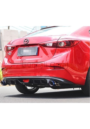 Mazda 3 Uyumlu Çift Çıkış Difüzör Parlak Siyah Difizör Plastik 2014 2015 2016 2017 2018 2019